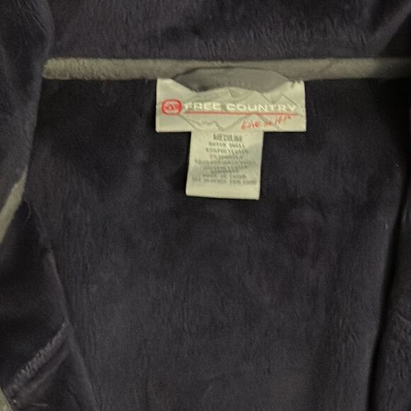 Free Country Jacket Women’s Medium Navy Full Zip Removable Hood FleeceLined - Picture 3 of 3